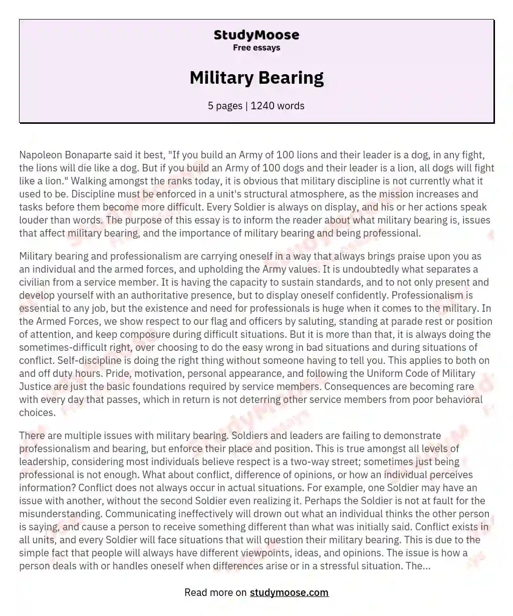 what is military bearing