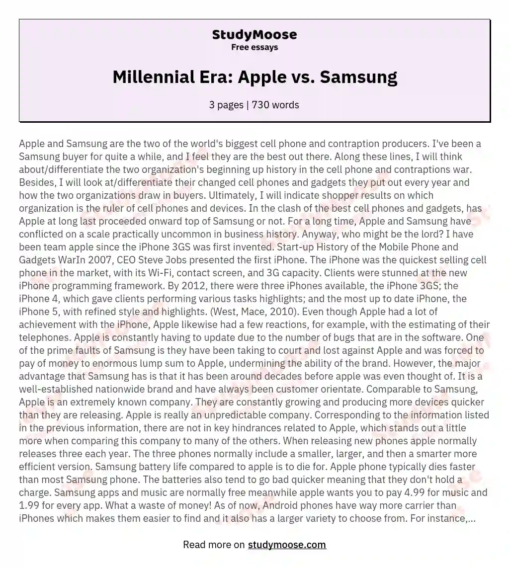 Millennial Era: Apple vs. Samsung essay