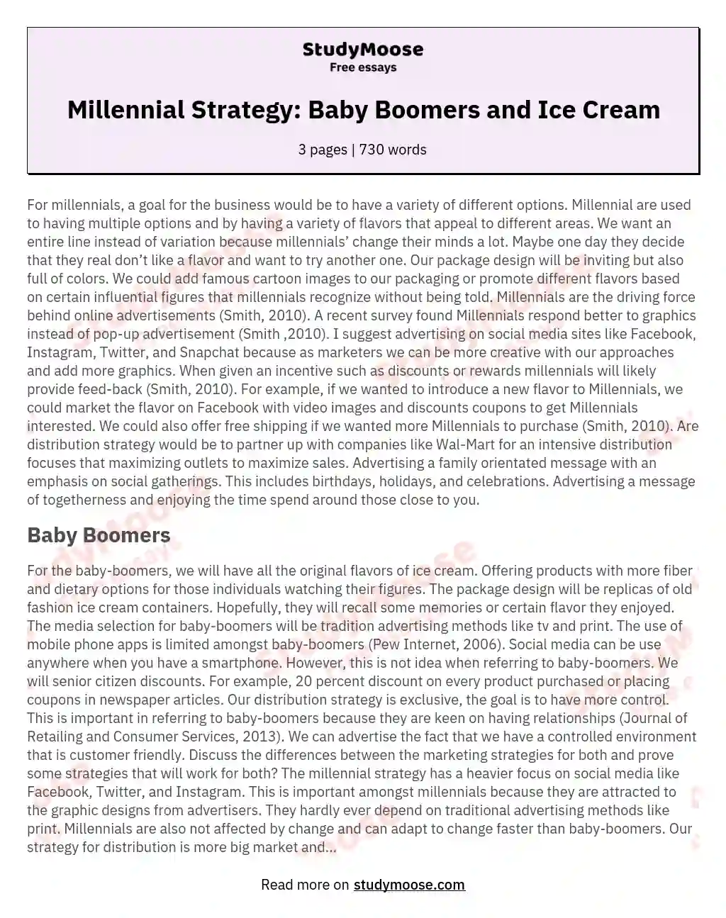 Millennial Strategy: Baby Boomers and Ice Cream