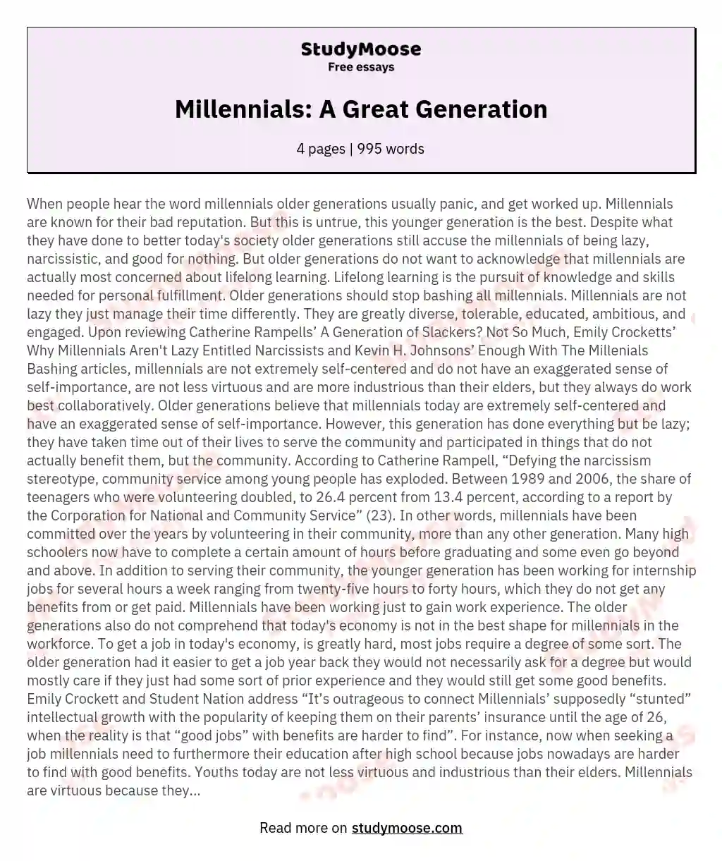 modern generation essay