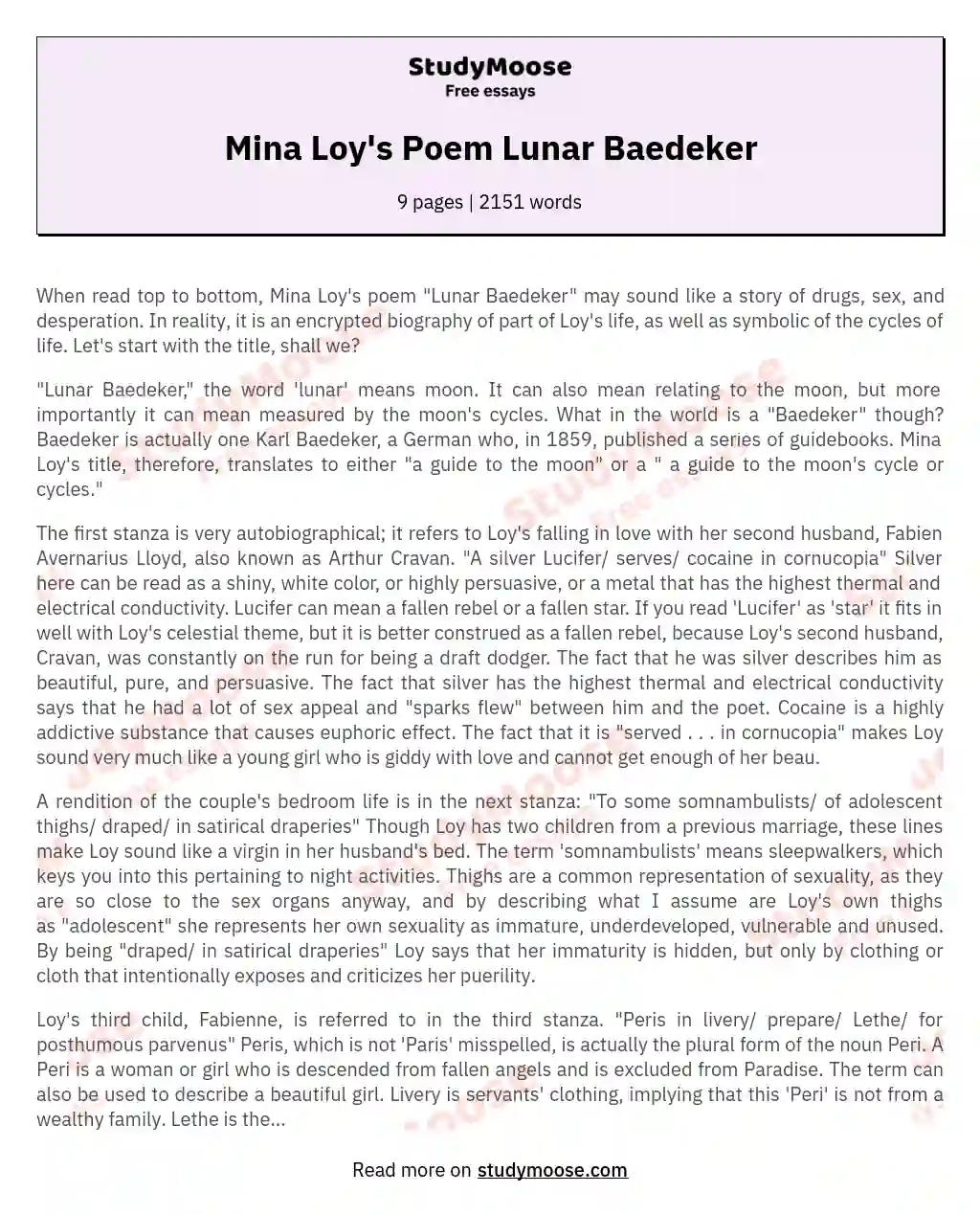 Decoding Mina Loy's "Lunar Baedeker" essay