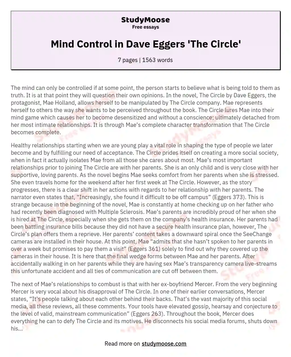 Mind Control in Dave Eggers 'The Circle'