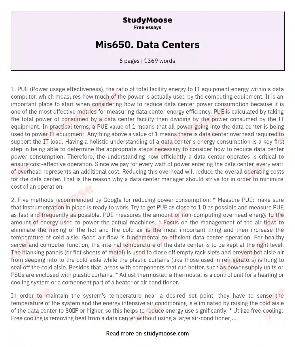 essay on data centers