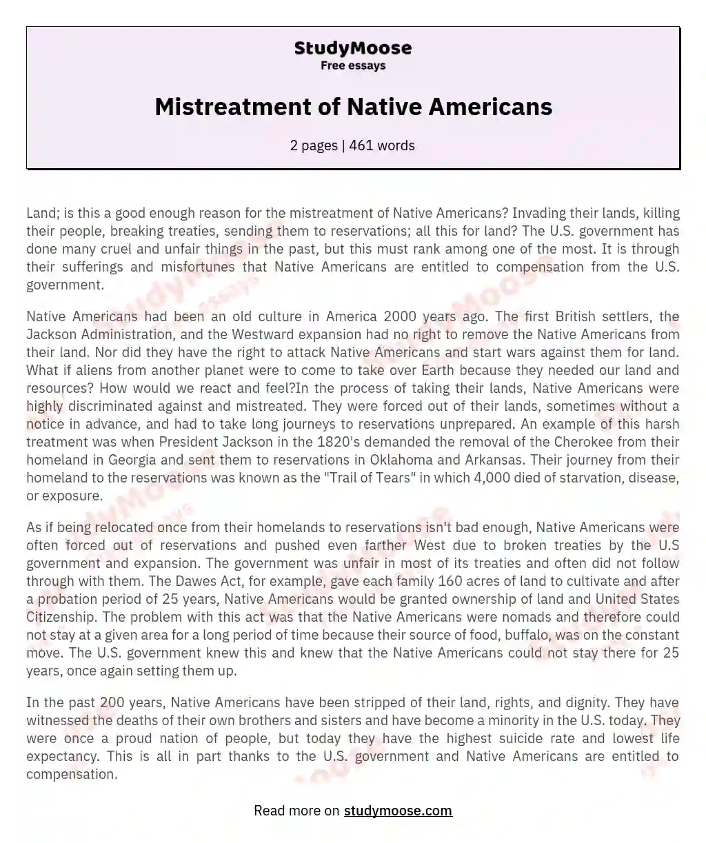 Mistreatment of Native Americans