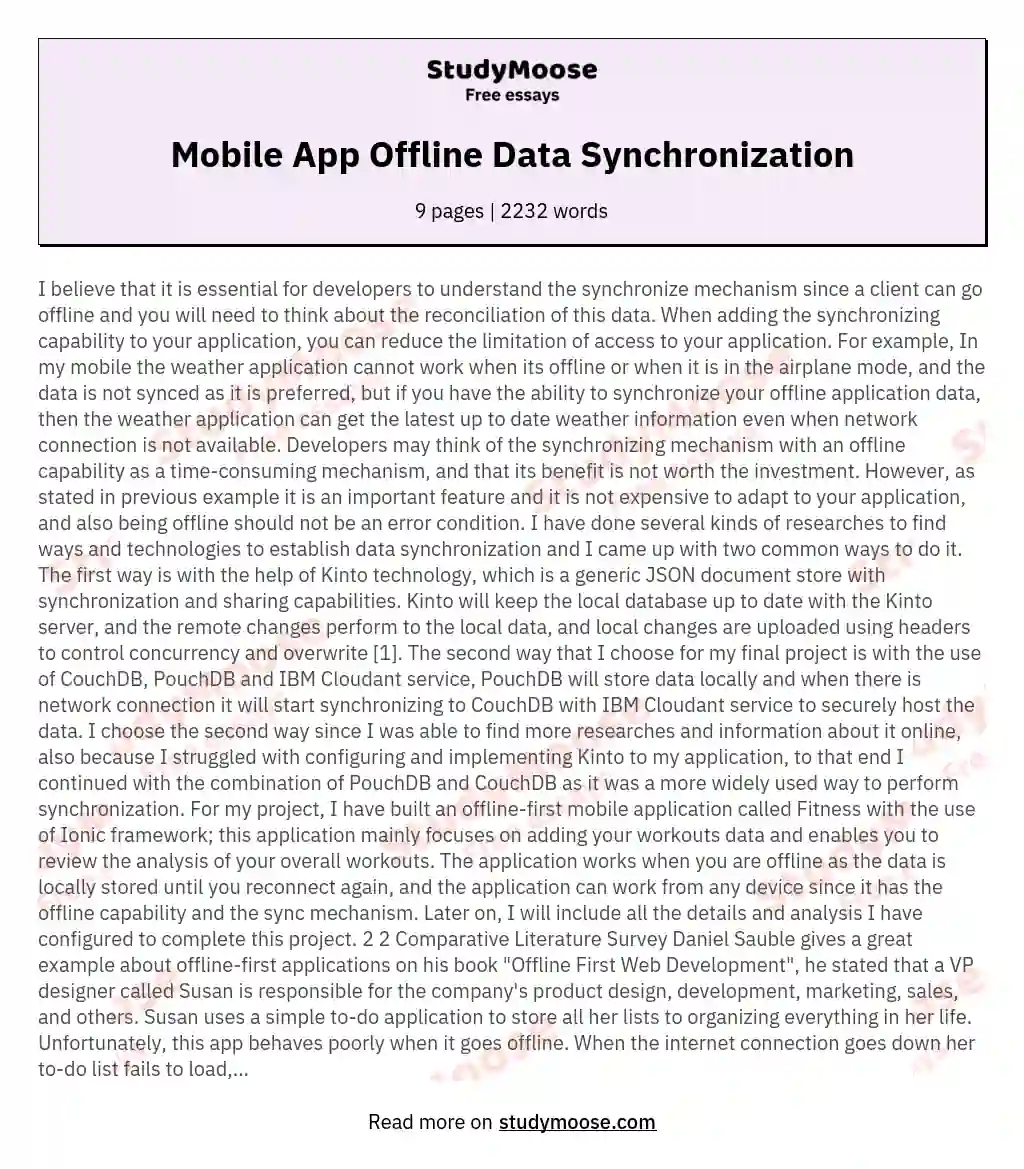 Mobile App Offline Data Synchronization