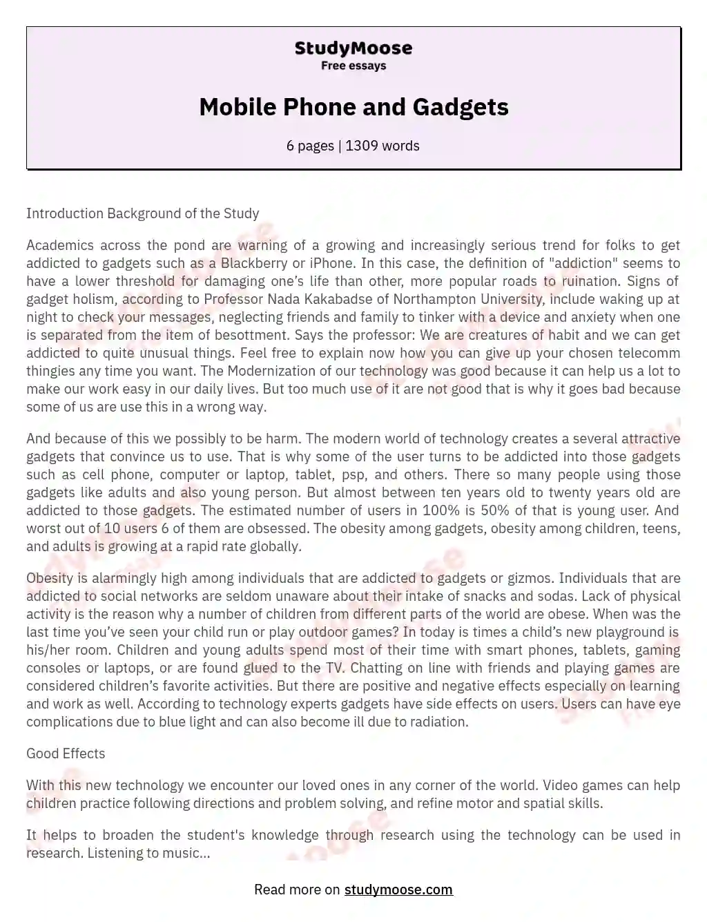 persuasive essay about using gadgets