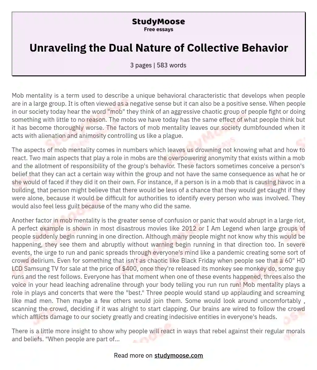 Unraveling the Dual Nature of Collective Behavior essay