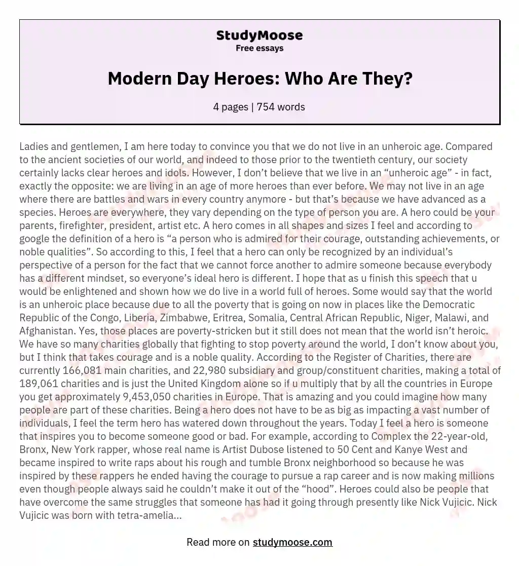 Modern Day Heroes: Who Are They?