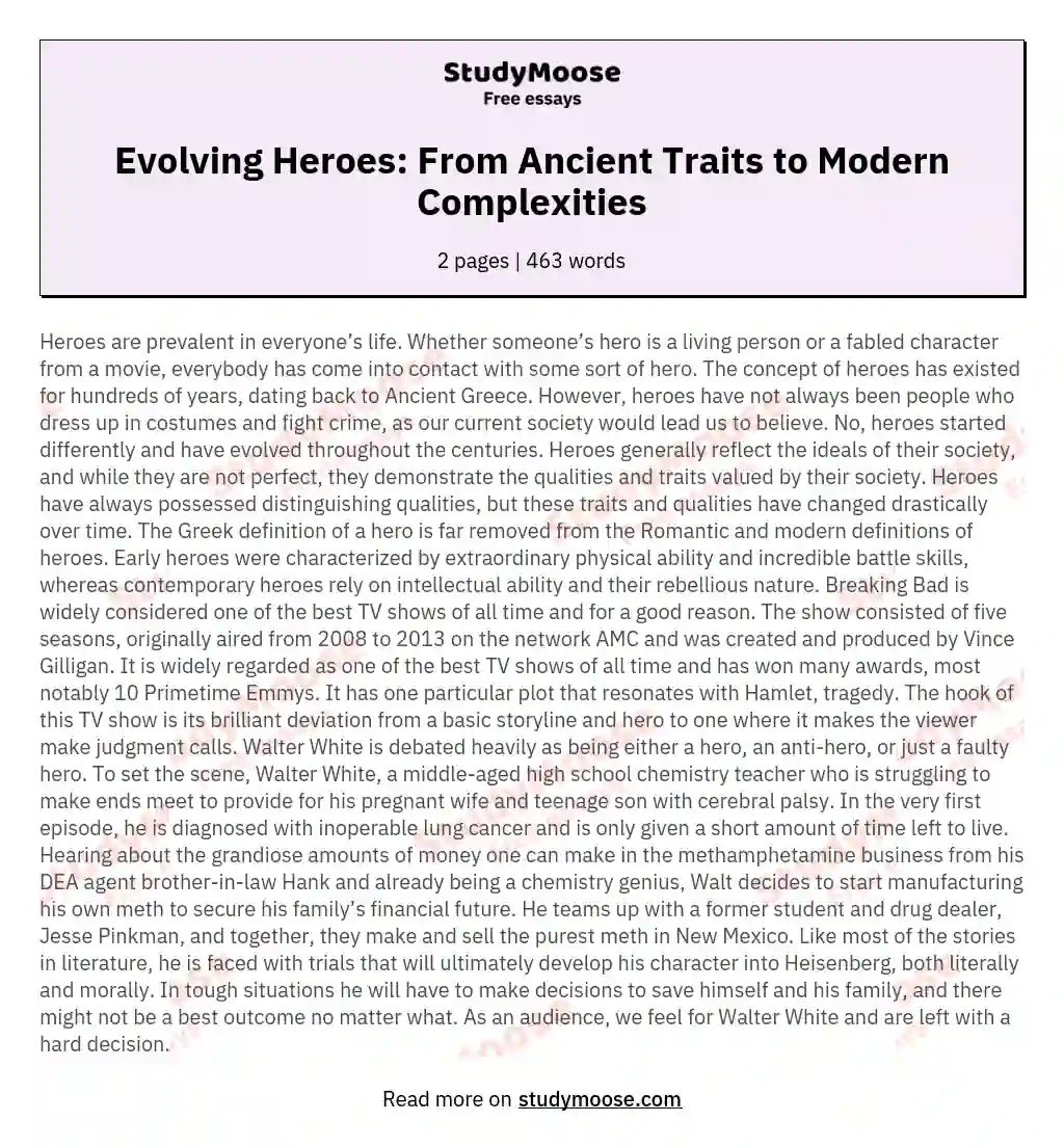 Evolving Heroes: From Ancient Traits to Modern Complexities essay