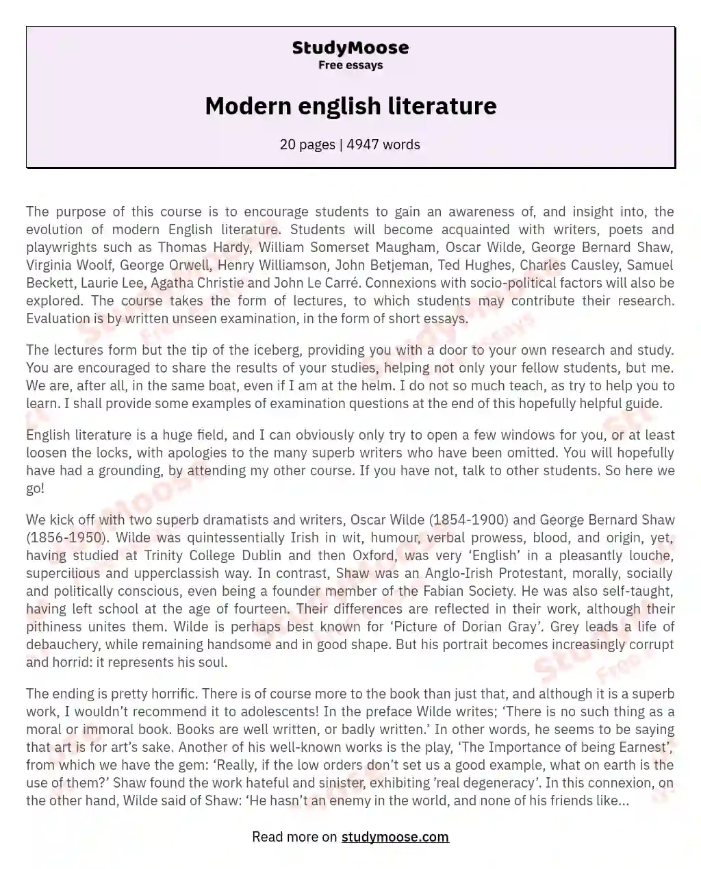 Modern english literature