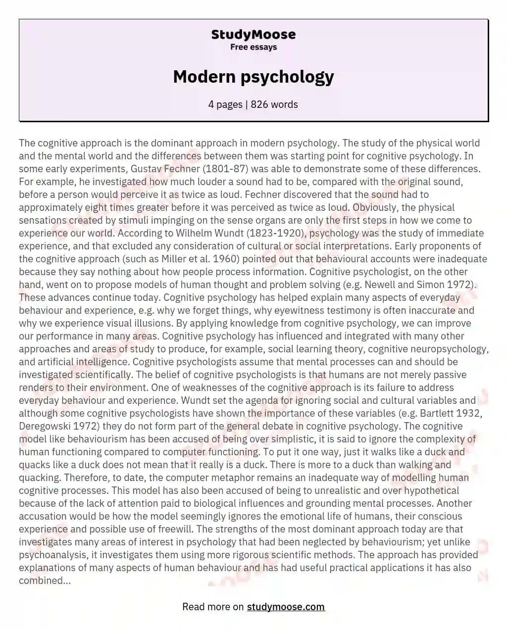 Modern psychology essay
