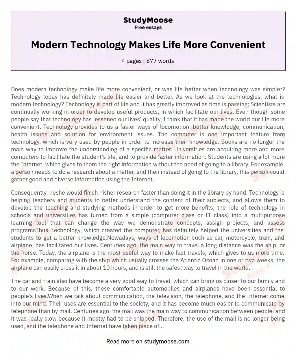 about modern technology essay