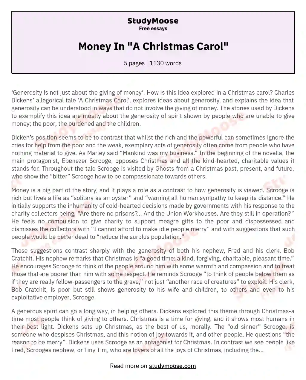 Money In "A Christmas Carol"