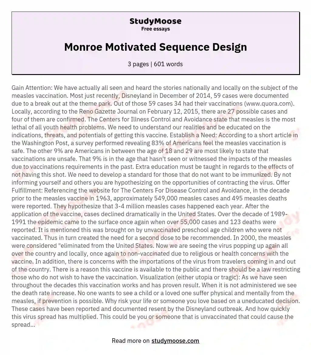 Monroe Motivated Sequence Design