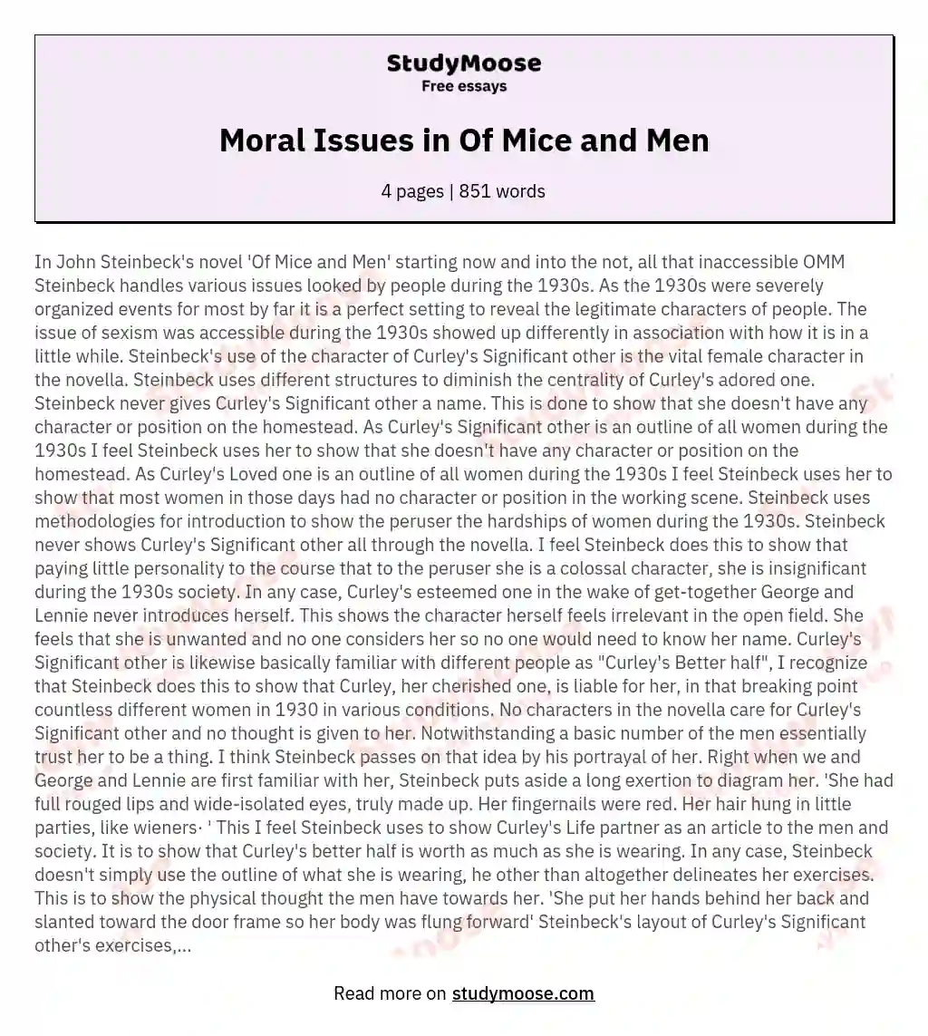 Moral Issues in Of Mice and Men