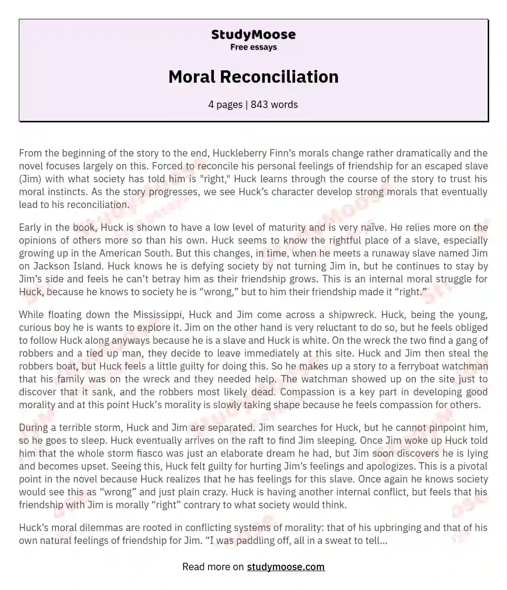 Moral Reconciliation essay