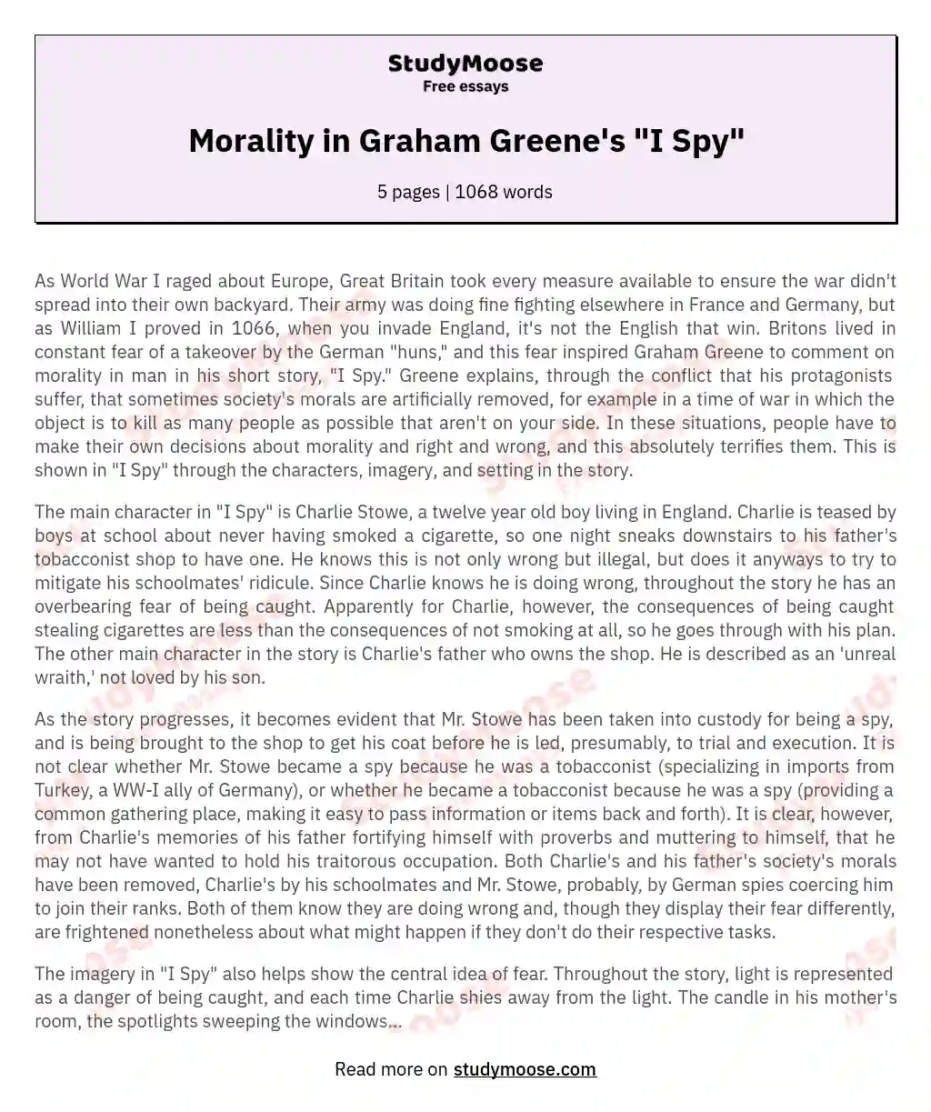 Morality in Graham Greene's "I Spy" essay