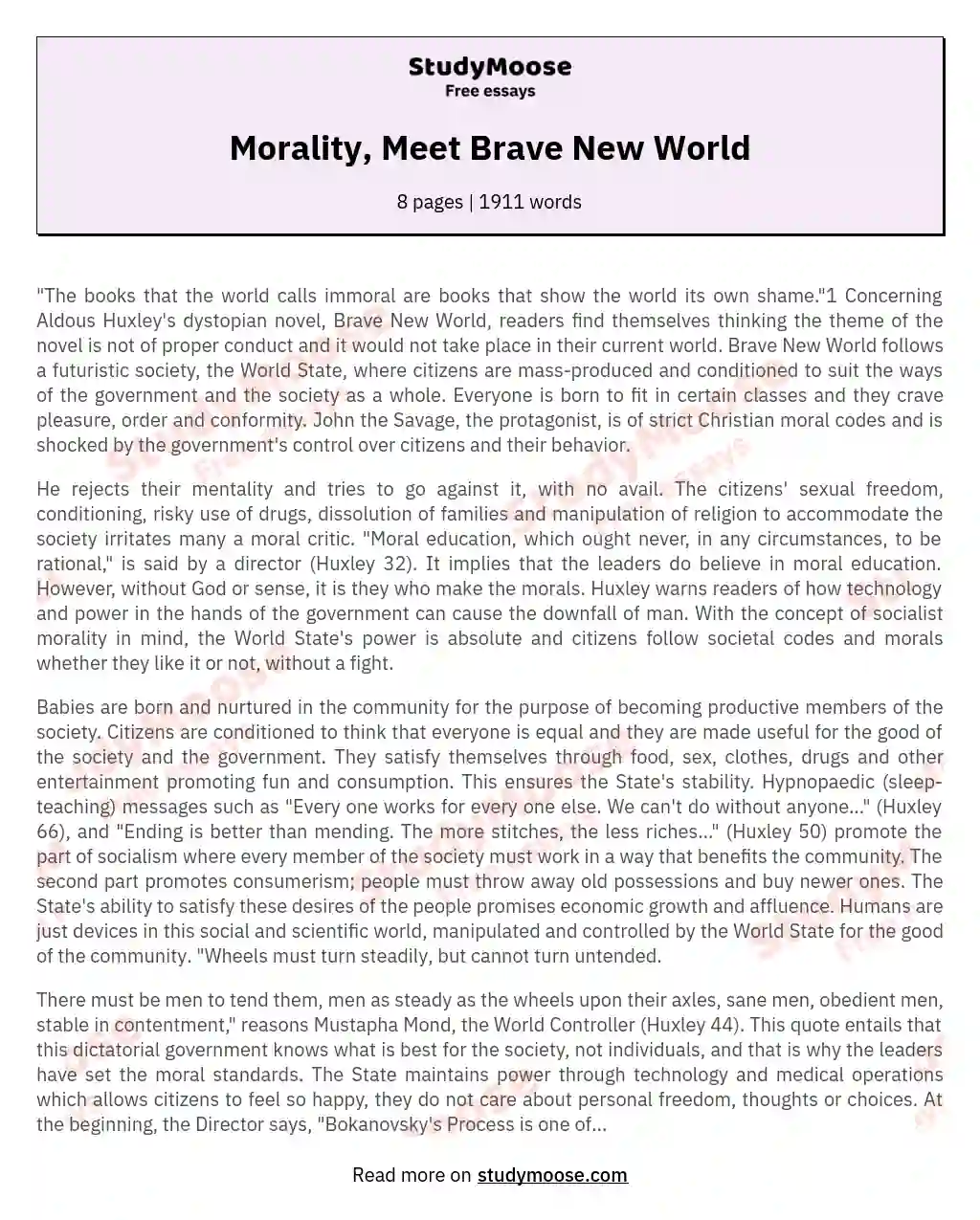 Morality, Meet Brave New World