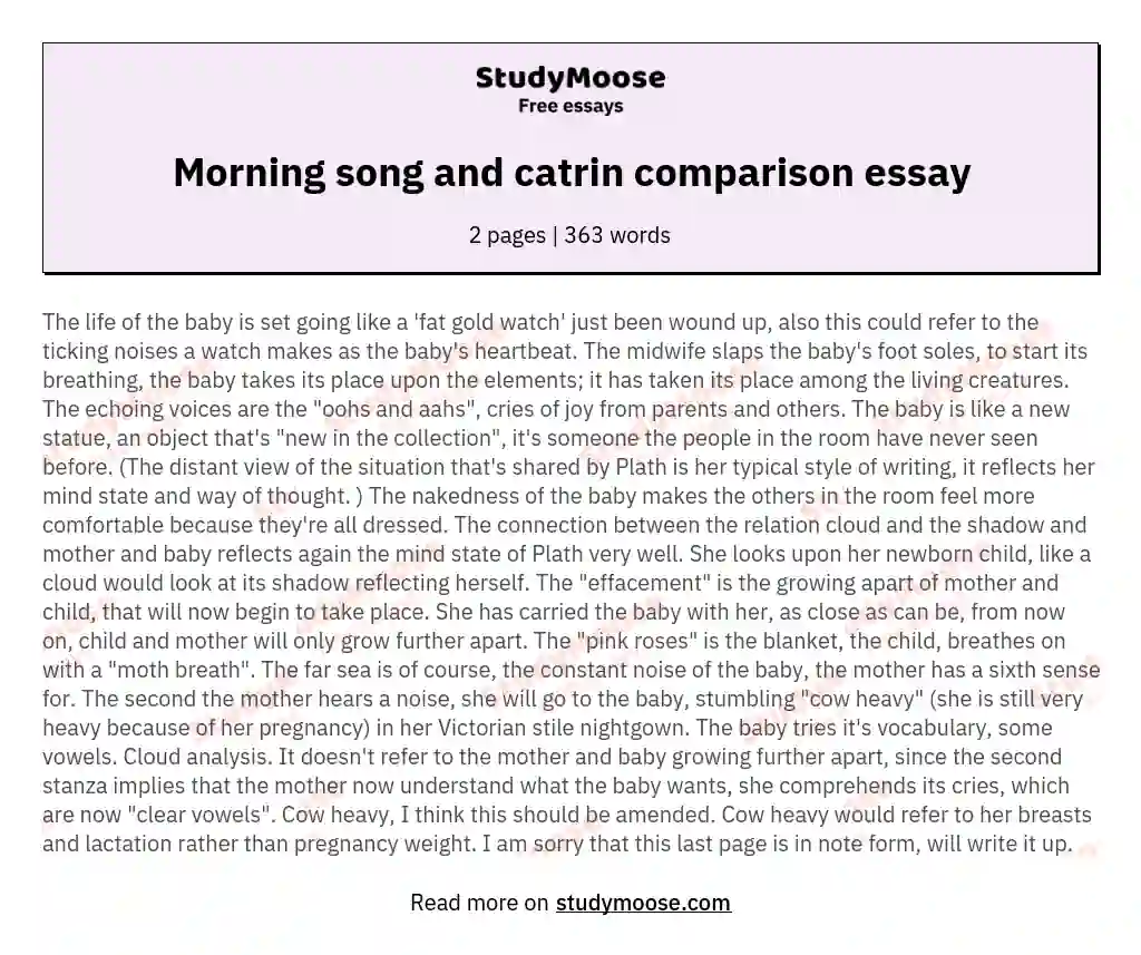 Morning song and catrin comparison essay
