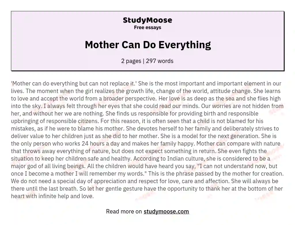 Mother Can Do Everything essay