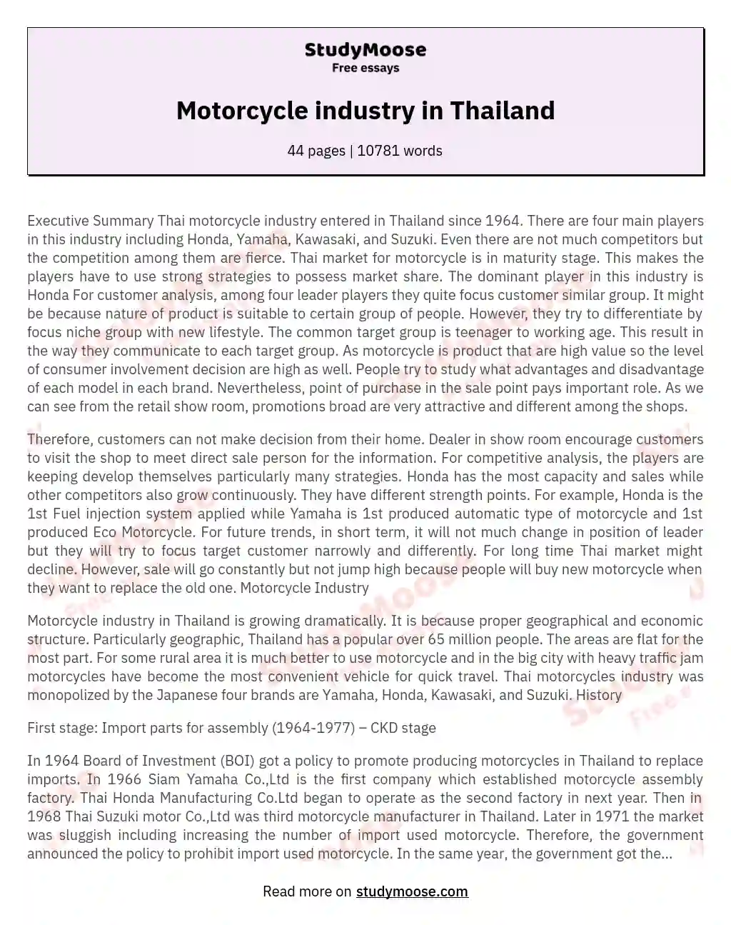 Motorcycle industry in Thailand