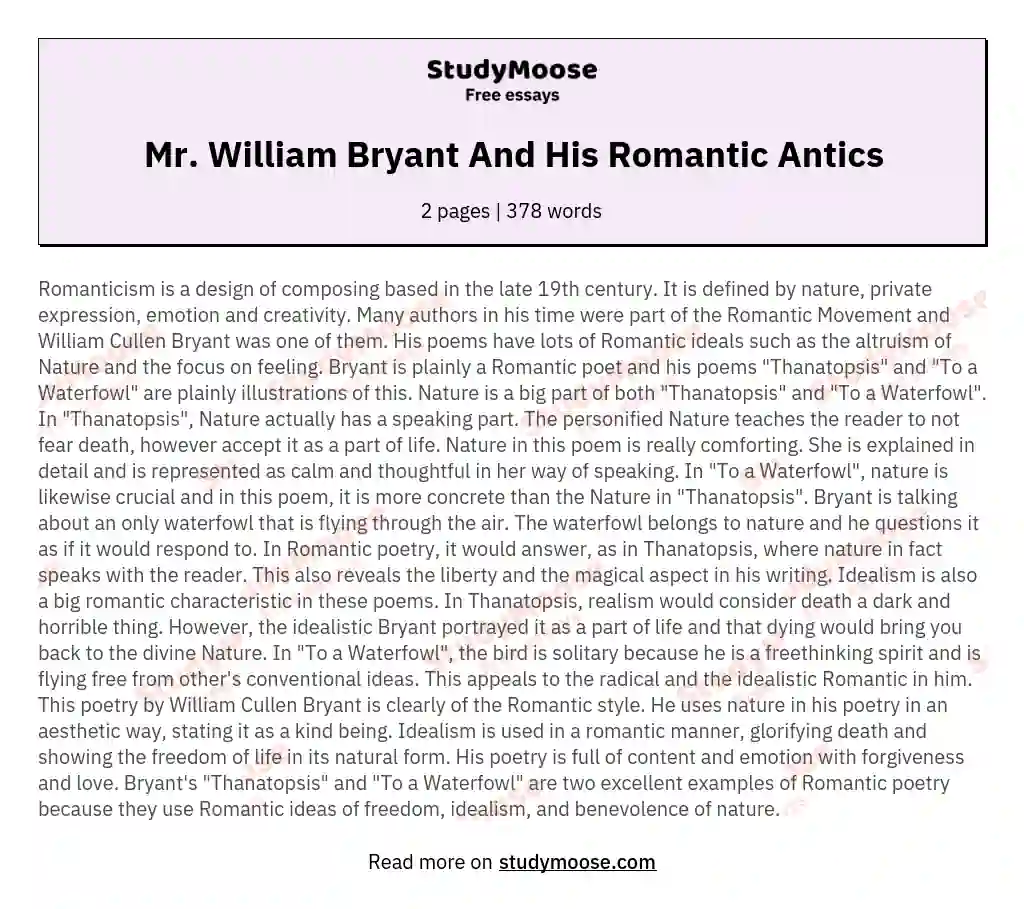 Mr. William Bryant And His Romantic Antics
