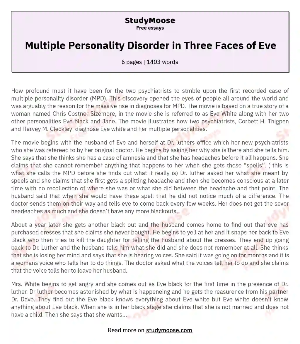 borderline personality disorder essay