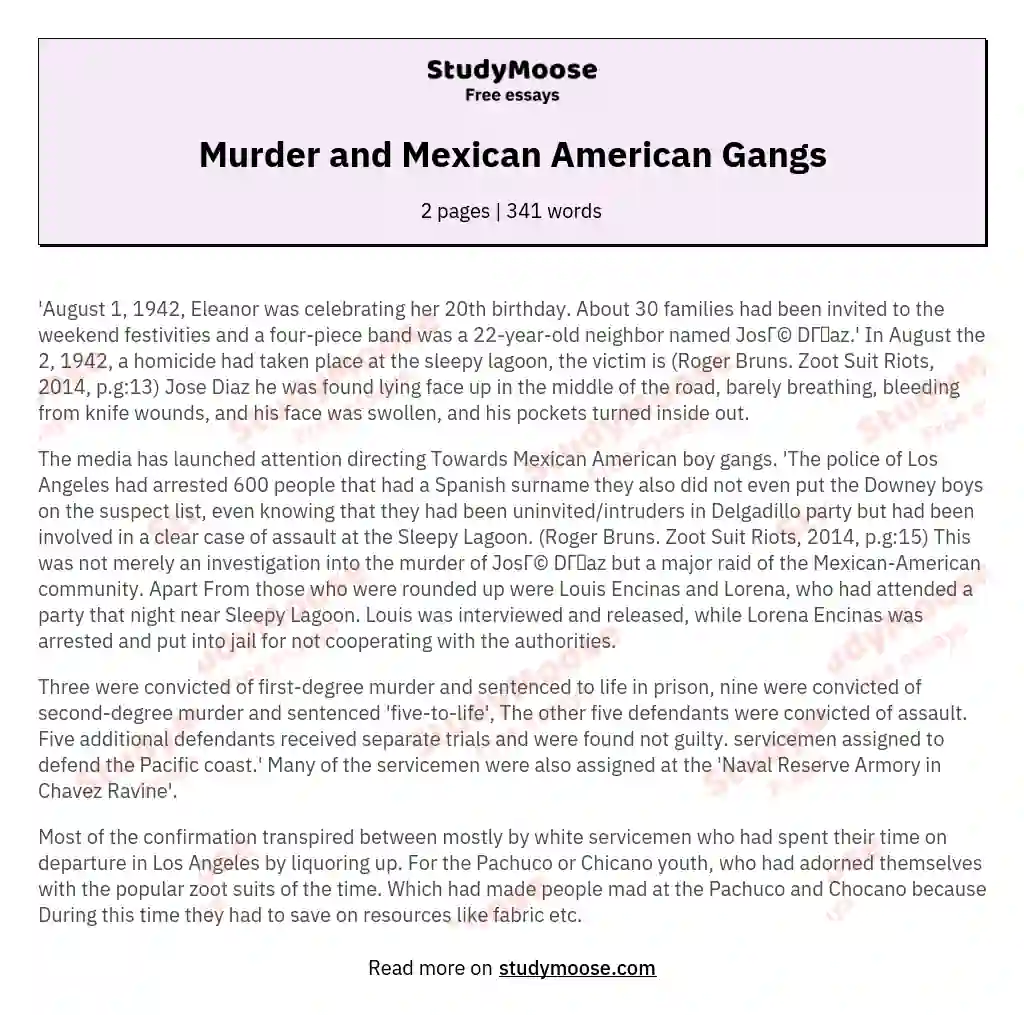 Murder and Mexican American Gangs essay