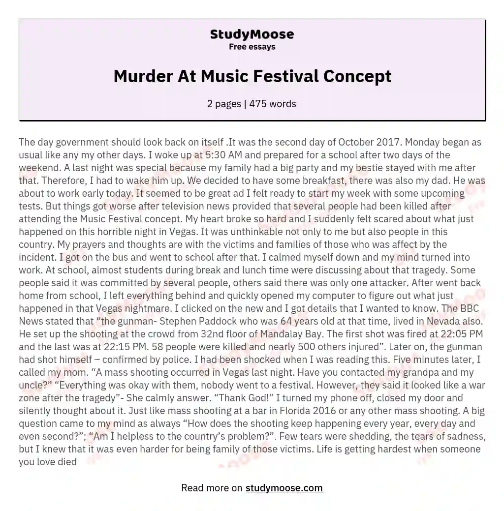 Murder At Music Festival Concept essay