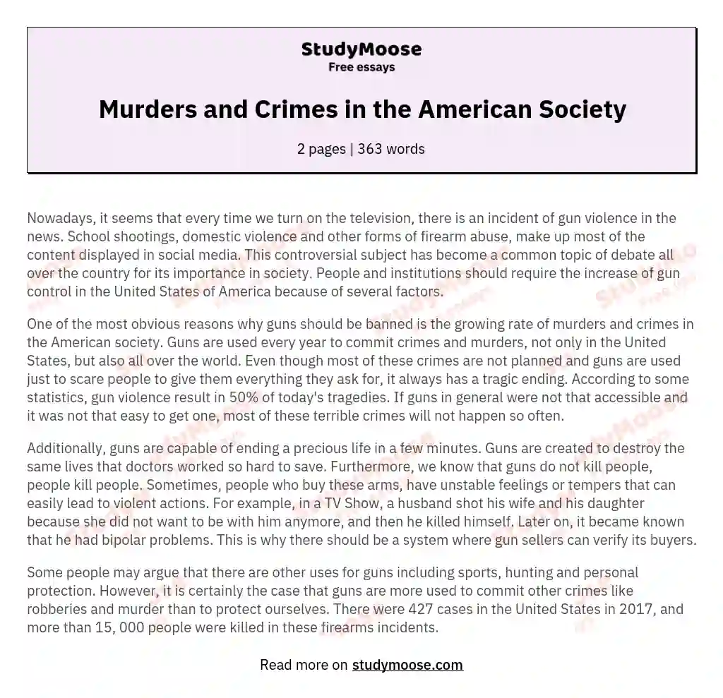 Murders and Crimes in the American Society essay