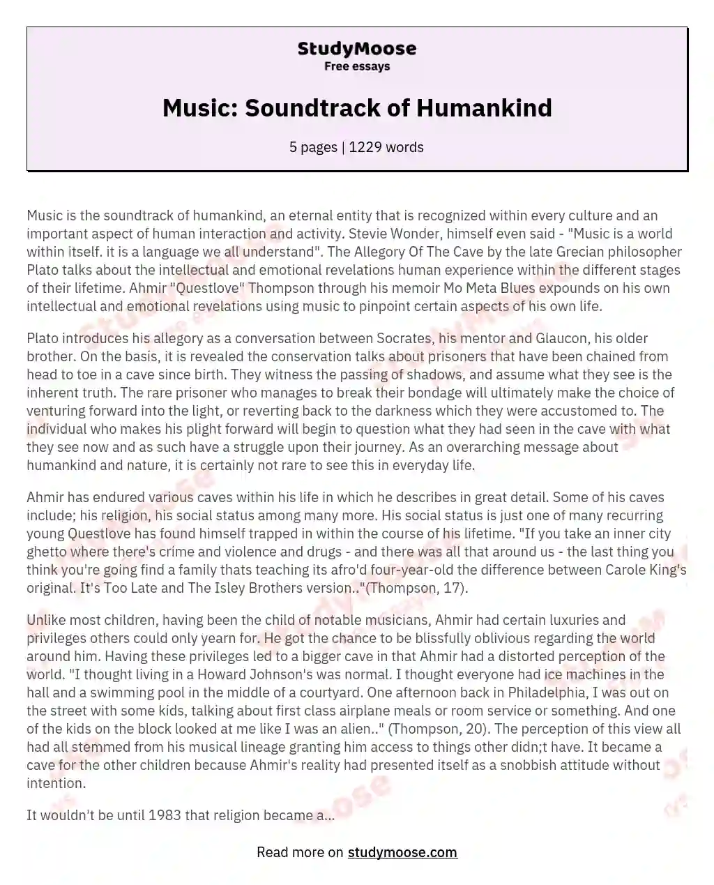 Music: Soundtrack of Humankind