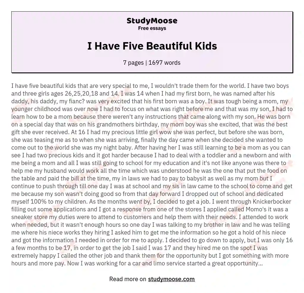 I Have Five Beautiful Kids essay