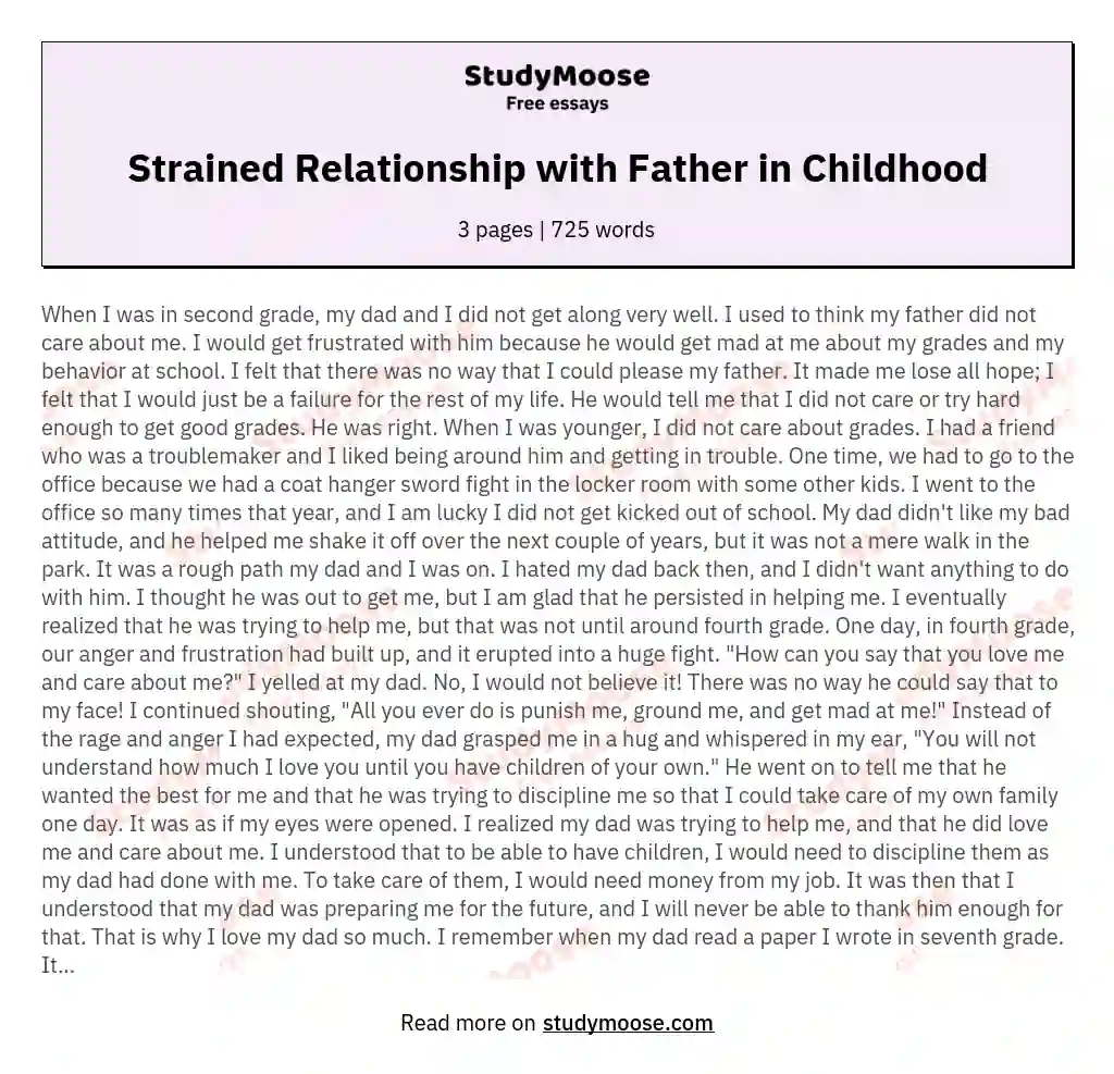 Strained Relationship with Father in Childhood essay