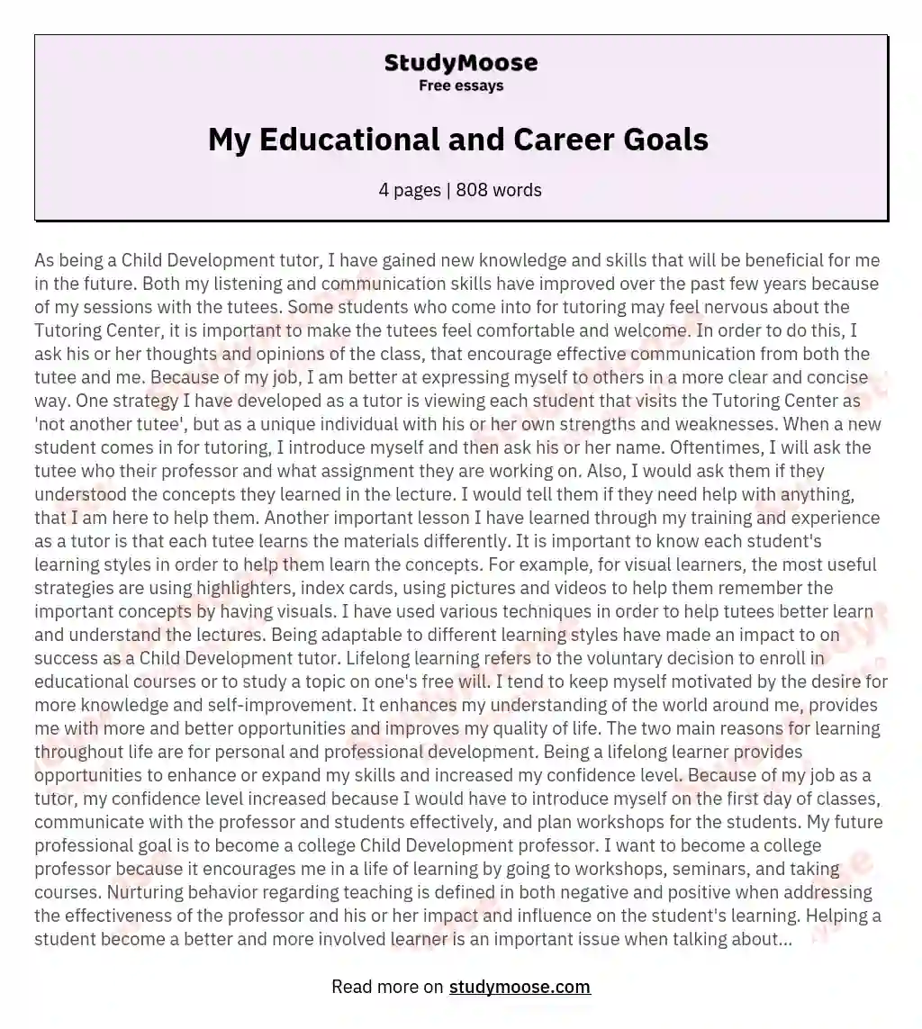educational aspirations essay