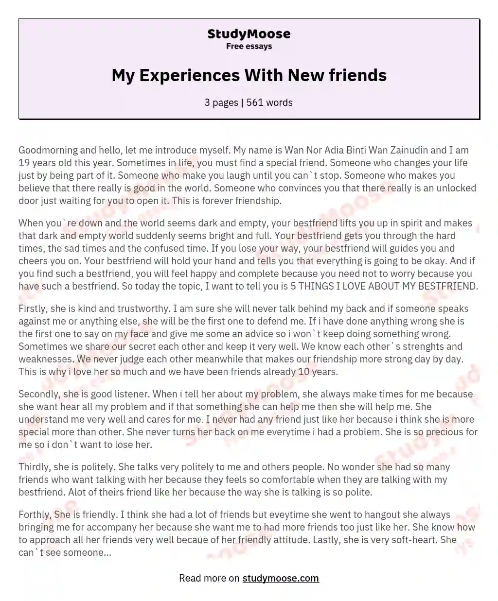trip with friends essay