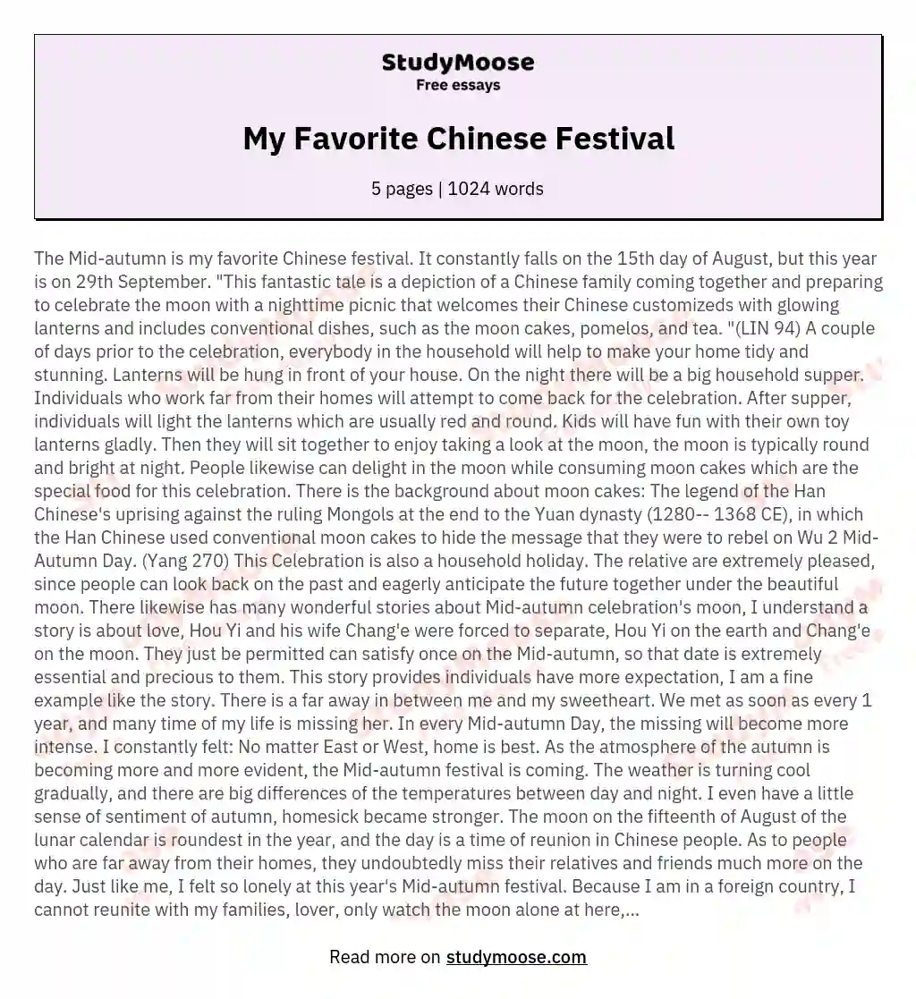 chinese new year celebration essay example