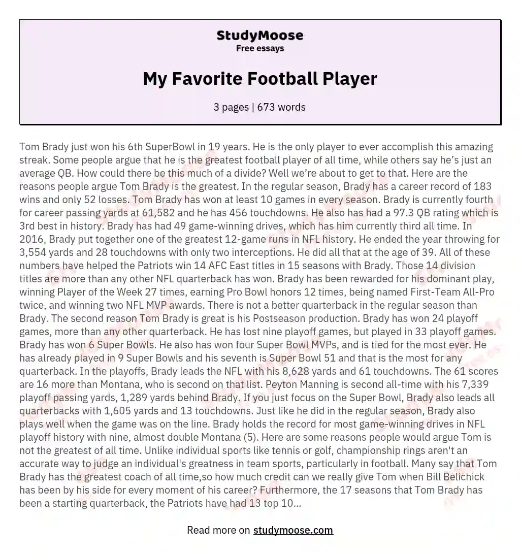 My Favorite Football Player essay