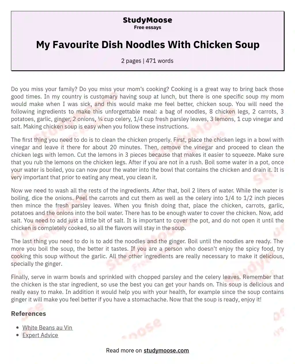 My Favourite Dish Noodles With Chicken Soup essay