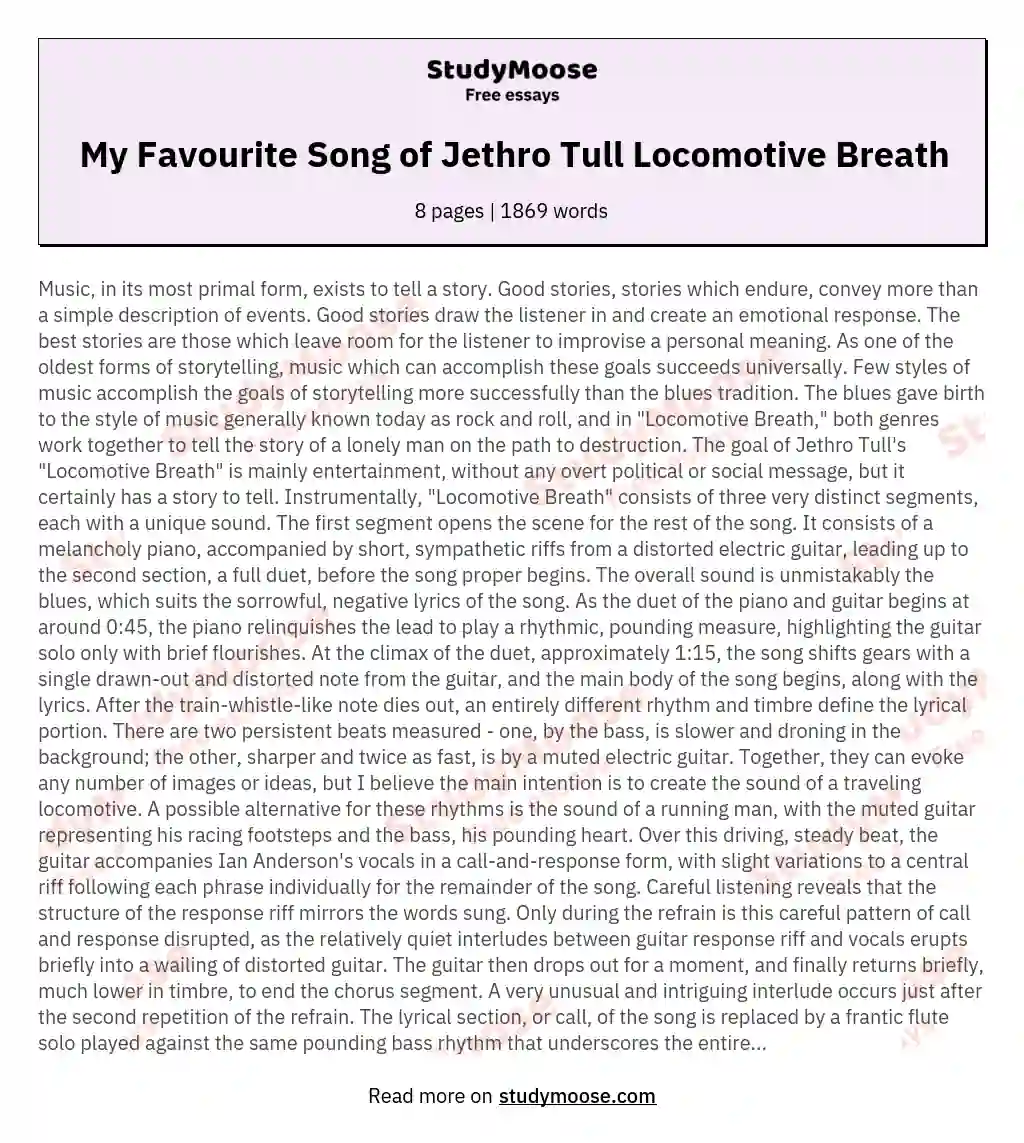 My Favourite Song of Jethro Tull Locomotive Breath