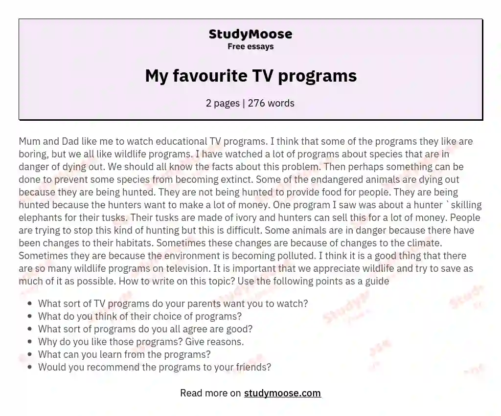 My favourite TV programs essay
