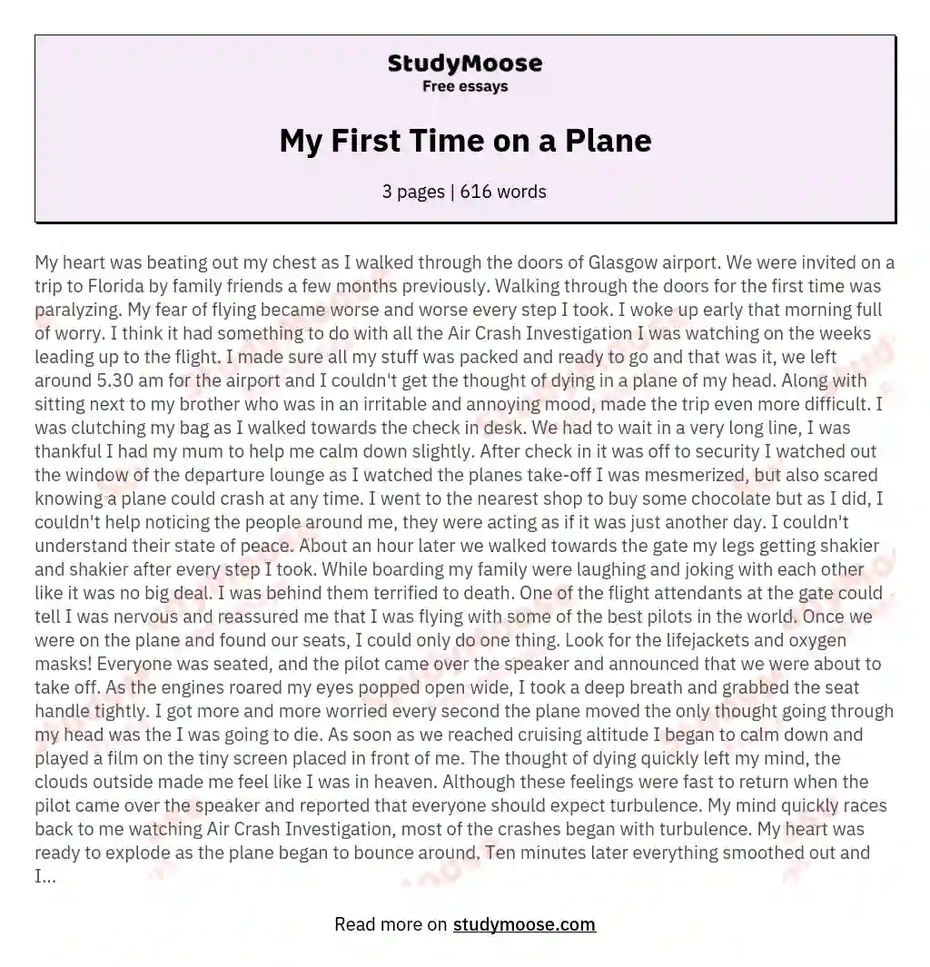 essay on my first flight experience
