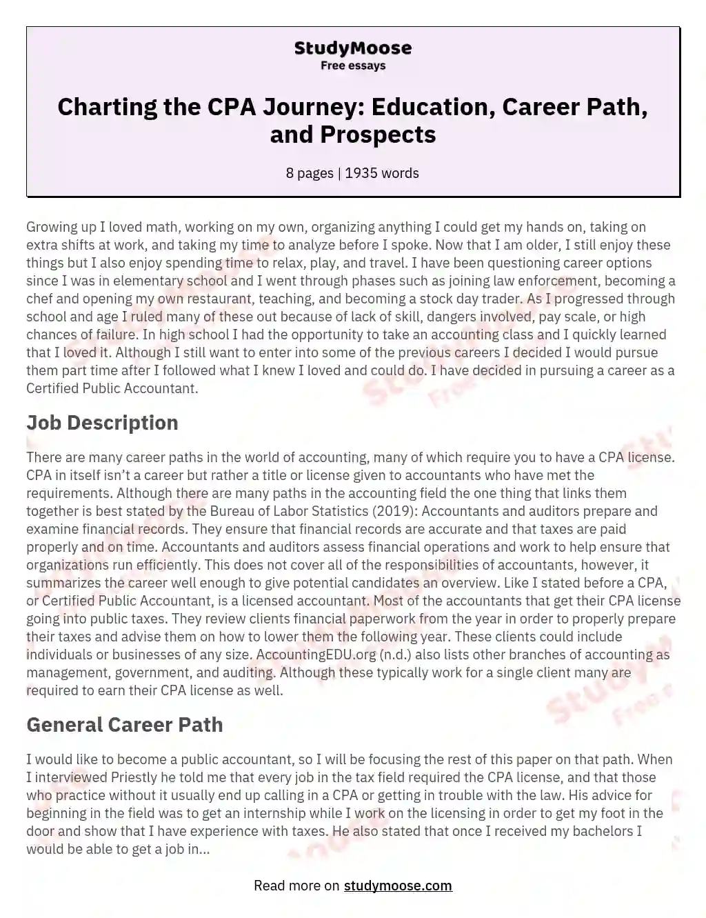 write an essay about my dream career
