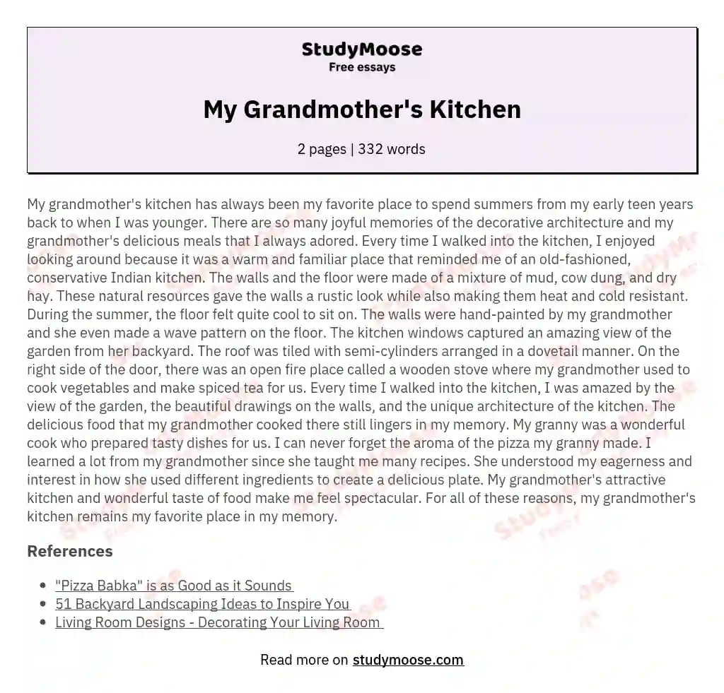 My Grandmother's Kitchen essay