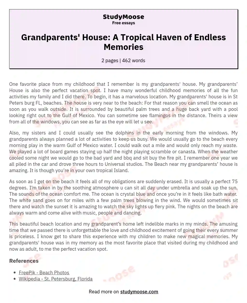 Grandparents' House: A Tropical Haven of Endless Memories essay