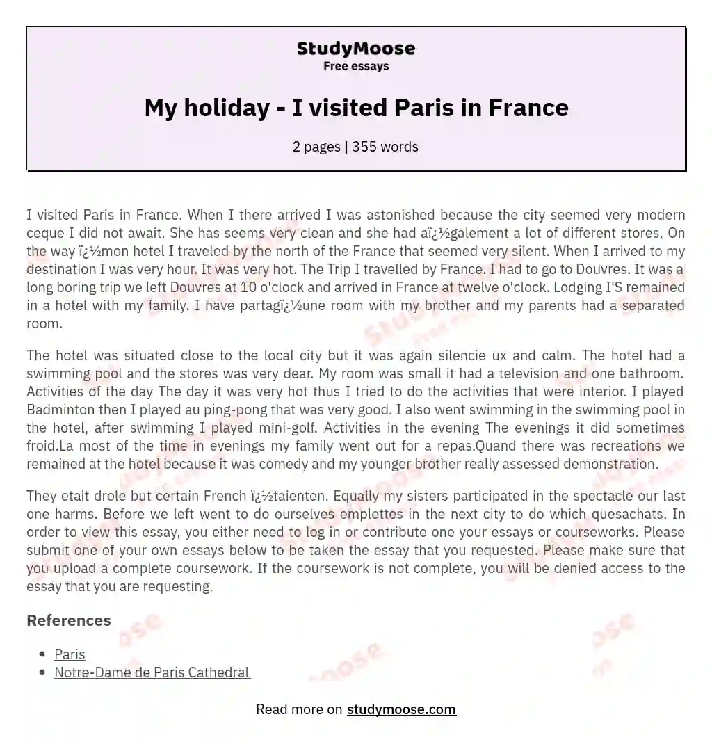 dream vacation in paris essay