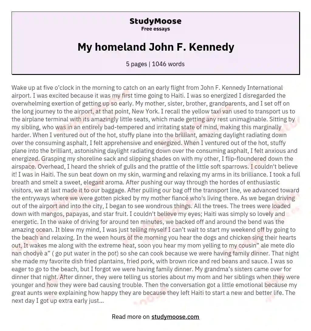 My homeland John F. Kennedy essay