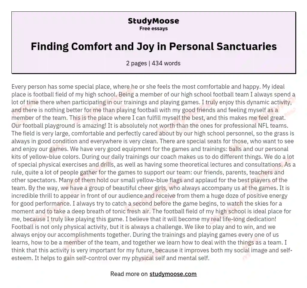 Finding Comfort and Joy in Personal Sanctuaries essay