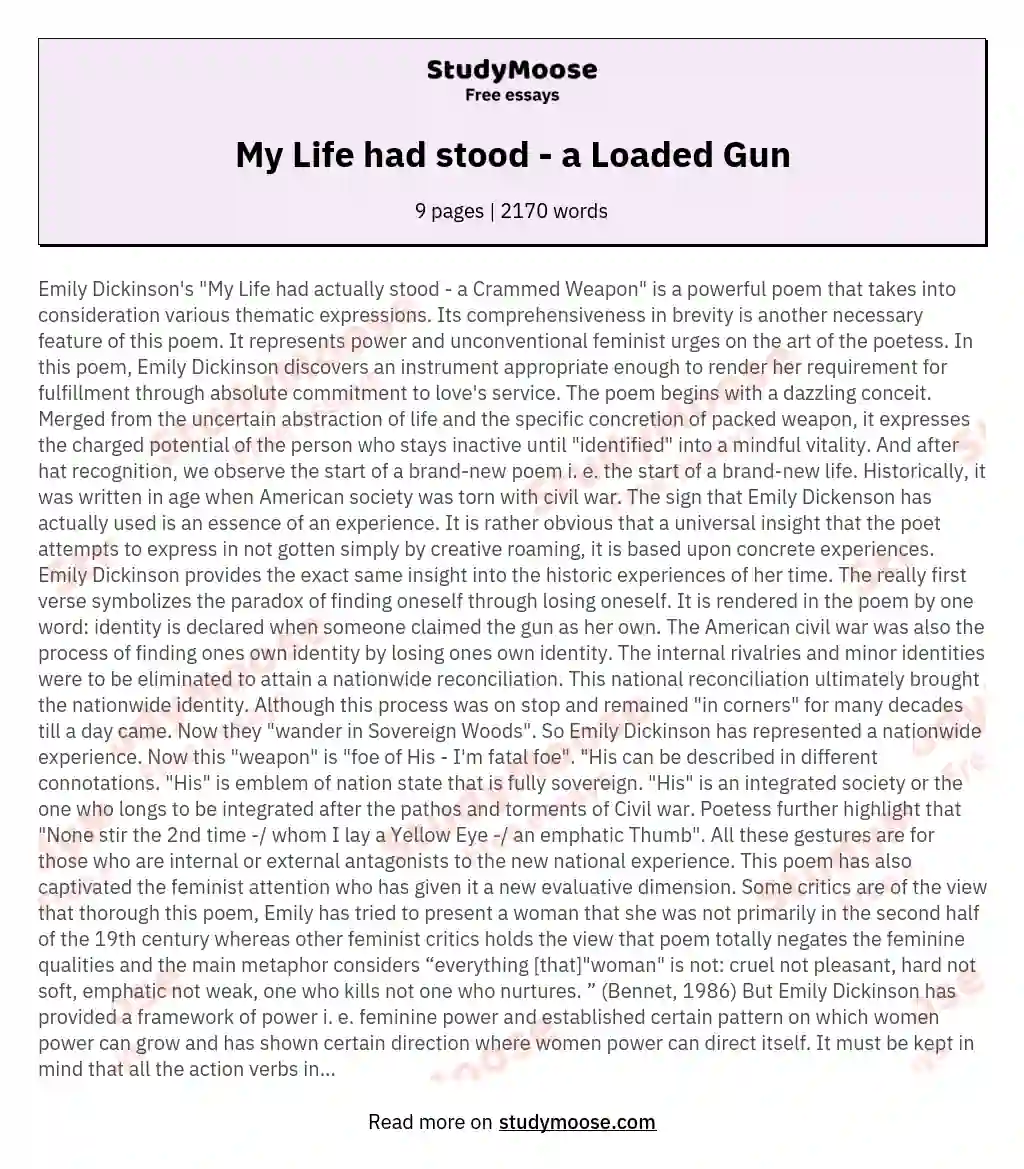 My Life had stood - a Loaded Gun