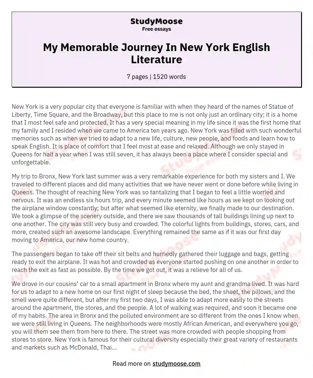 what a memorable journey essay