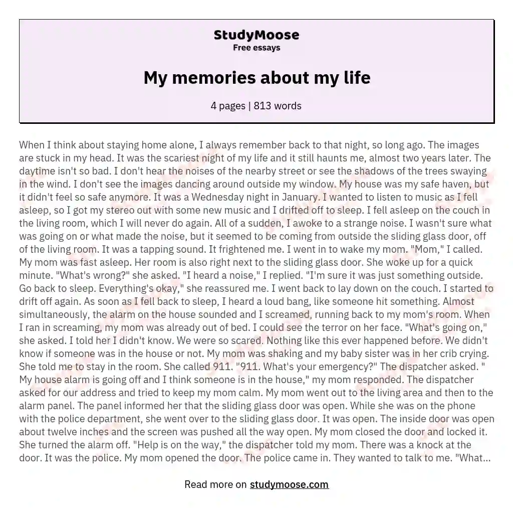 My memories about my life essay
